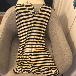 Ella moss black and white striped romper